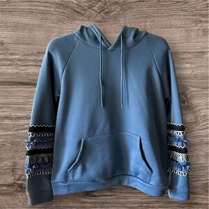 Blue Hoodie with Decorative Sleeves